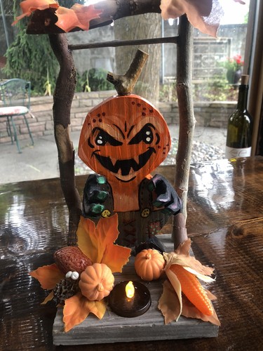 Handmade wooden jack lantern - jack, o