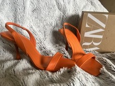 Zara Orange Leather Sling Back