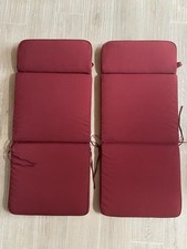 Two outdoor reclining garden seat replacement cushions burgundy red