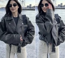 Zara Faux Leather Jacket Oversized Biker Molly Mae Size Small S Uk 8 10 Viral