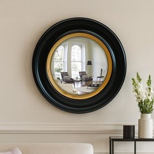 Mirror Round Wall Antique Vintage Black Gold Frame Convex Retro Mirror 52 x 52cm