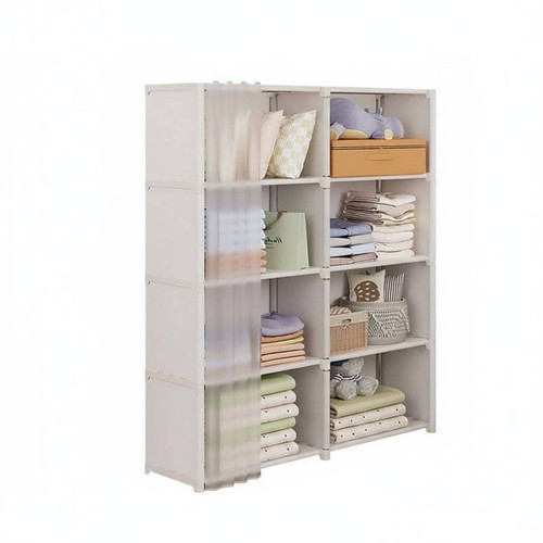 Shelving unit with curtain - with,