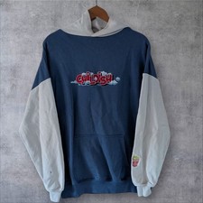 Childish Theme Park Hoodie Mens Large Blue White Graphic Print Oversized TGFbro