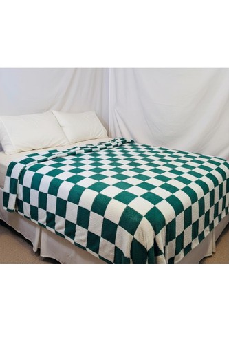 Green white large checker - green,