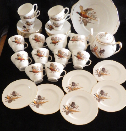 Pheasant design vintage bone - pheasant,