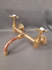 BRASS & COPPER KITCHER MIXER TAPS, WALL MOUNTED, IDEAL BELFAST SINK, REFURBED 
