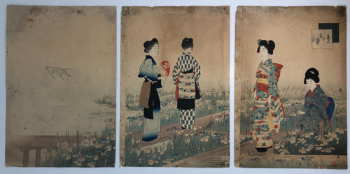Shuntei woodblock print - woodblock,