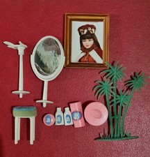 Vintage Selection Of Barbie Accessories Including Shampoo Bottles And Picture