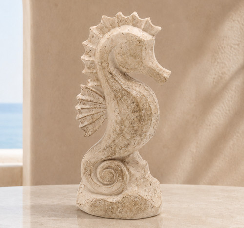 Cream seahorse ornament - cream,