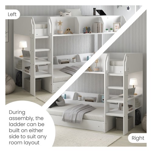 White bunk bed with storage - with,