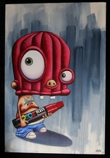 GILEN Original signed + Sticker banksy,shepard fairey,martin whatson,sponge bob