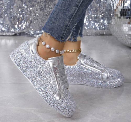 Ladies sequin bling trainers - sequin,