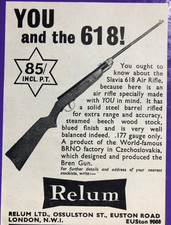 Relum Slavia 618 Rifle Original 1964 Magazine Small Advert Cutting Air Rifles