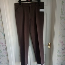 Waist 40" Inside leg 33" "FARAH" brown lightweight trousers, pockets.