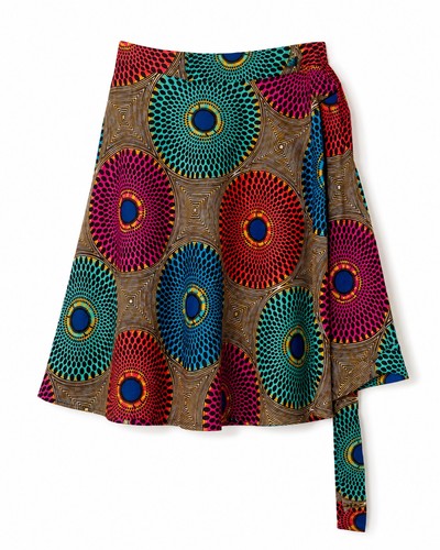 Printed wrap skirt flared - printed,