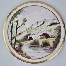 Hand Painted Plaque Coaster Signed By John Mclaughlin Derby Countryside View