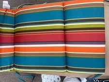 Pillow Perfect Stripe Outdoor Wicker Patio Seat Cushion, Reversible, Weather