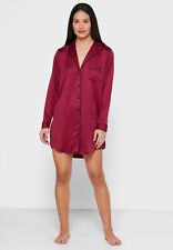 Ladies Chameuse/Satin Nightdress/Nightshirt Long sleeves Burgundy Size 8-16