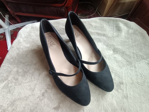 Ladies black faux suede - black, mary