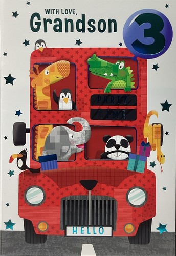 Grandson 3rd birthday card - grandson,