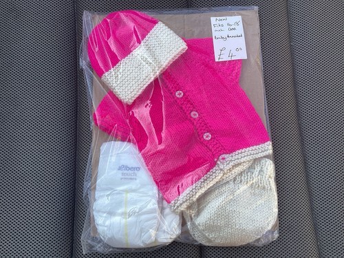 Hand knitted dolls clothes - hand, set