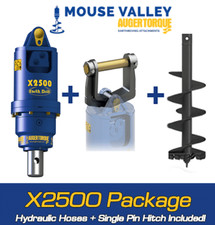 Auger Torque X2500 Single Pin BUDGET Package for Digger / Excavator 1.5-3 Ton