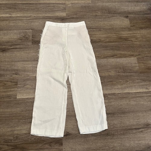 Zara white jacquard wide leg - zara,