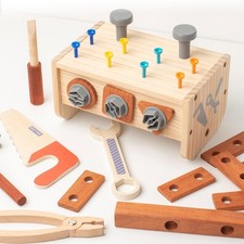 Wood Tool Set for Kids Wooden Tool Toys with Tool Box Birthday Gift Toolbox Toy