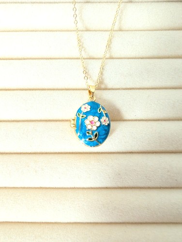 Gold plated brass blue - , enamel