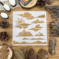 🇬🇧 CLOUDS SUN STENCIL. Washable & Reusable. Card making, Scrap-booking.