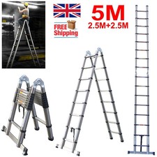 Multi-Purpose 5M Portable Telescopic Folding Ladder Extendable Extension Steps
