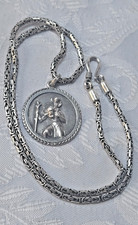 925 Sterling Silver Byzantine  Chain Hook Necklace with St Chirstopher Pendant