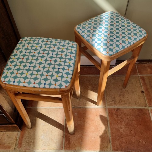 Pair retro vintage stools - a,