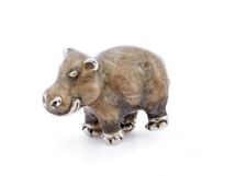 Saturno Silver and Enamel Hippo - Fully Hallmarked Sterling Silver
