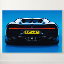 Custom Personalised Bugatti Chiron license plate Car Poster Print Wall Art Decor