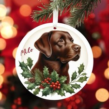 Personalised Chocolate Labrador Christmas Decoration - Dog, Xmas Tree Ornament