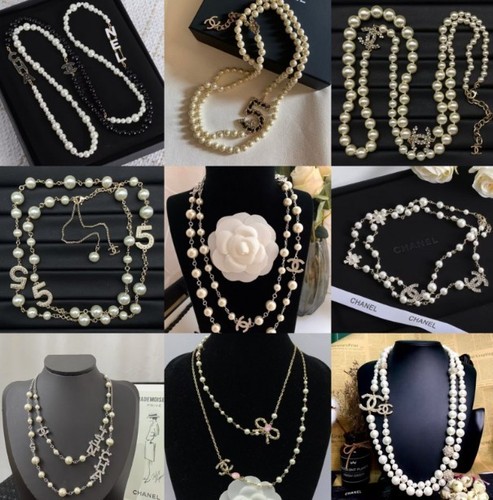 Necklace elegant crystal pearl - elegant,