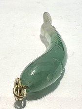 Vintage Natural Green Jadeite Carved Fish Pendant, F66