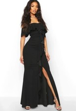 boohoo off shoulder maxi dress