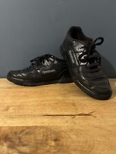 Men’s Reebok Workout Classic Leather Trainers UK 7.5 Triple Black VGC Shoes