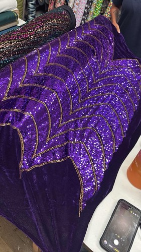 Purple gold sequin velvet - &,