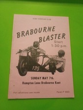 Brabourne Blaster Kent Sidecar Motor Sports PROGRAMME 7.5.1989. @ Hampton Lane