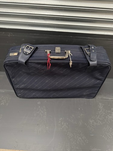 Vintage antler suitcase blue - vintage,