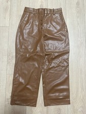 Zara Brown Tan Caramel Faux Leather Trousers New