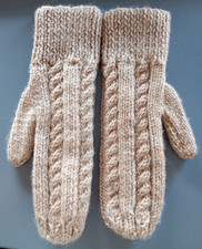 Handknitted Wool Mittens Caramel Beige