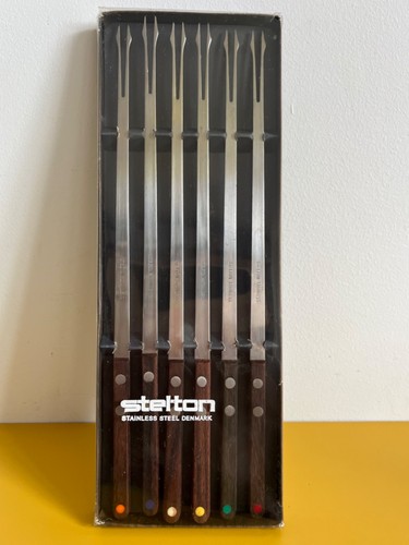 Stelton teak fondue forks - stelton,