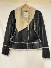Ladies NEW LOOK faux sheepskin coat black size 18 - CG B94