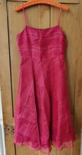 Vtg 90s Monsoon Pink Slip Dress Silk Taffeta Size 12 Midi Short 50s Style Skirt