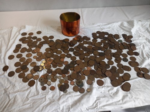Old copper coins pennies - old,