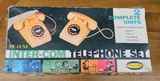 VINTAGE PLAYCRAFT DE LUXE INTER-COM TELEPHONE SET 2 COMPLETE UNITS ORIGINAL BOX